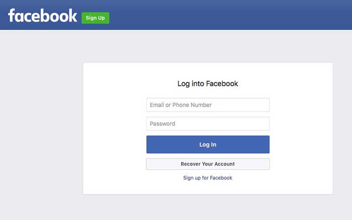 Facebook login